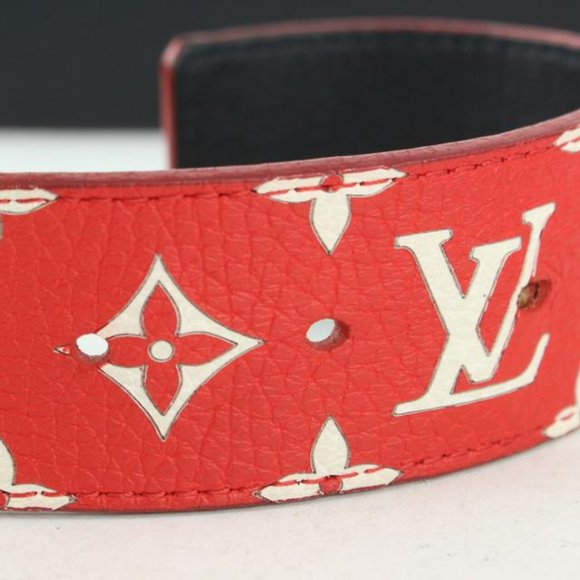 Louis Vuitton x Supreme Ultra Rare Red 100/40 Monogram Initiales Belt 118lv27 - Picture 9 of 12